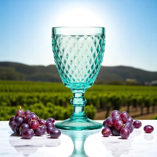 Verres à long drink bleus et gobelets de table rétro diamant - 6