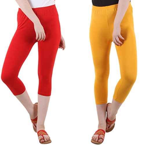 Image of DIAZ Women's Regular Fit Plain 3 /4th Capri Pants-Pack of 2