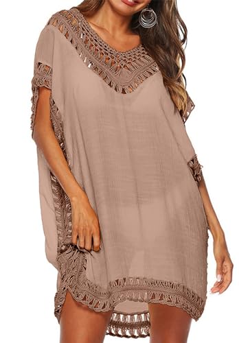 Image of Adisputent Womens Swimsuits Cover Ups Crochet Chiffon Beach Cover Bathing Suit Bikini Wear Coverups Dress