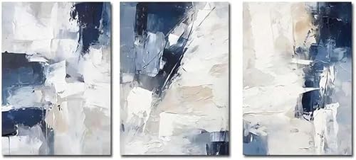 Impression sur toile abstraite bleu marine de qualité supérieure décoration salon TONGYINLI
