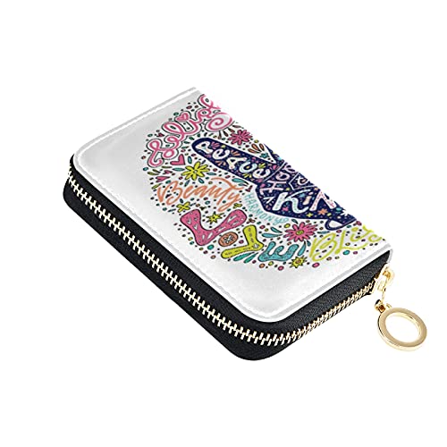 Human Hand Fingers Peace Sign Grey Credit Card Coin wallet, RFID Blocking Compact Women Leather Card Holder, Key Change Organizer, Zipper Purse Clutch Pouch Pocket