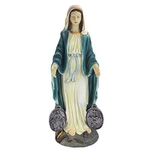 Design Toscano Ky914 Miraculous Medal Madonna Italian Style Religious Garden Statue, 9 Inches Wide, 8 Inches Deep, 23 Inches High, Full Color Finish #TOP2