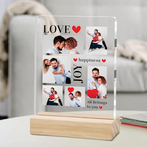 Image of Giftplease Customized Photo Frame with Wooden Stand | Transparent | Personalized Couple Picture Frame Gift for Girlfriend, Boyfriend, Husband, Wife |Anniversary, Wedding, Valentine s Day C 13