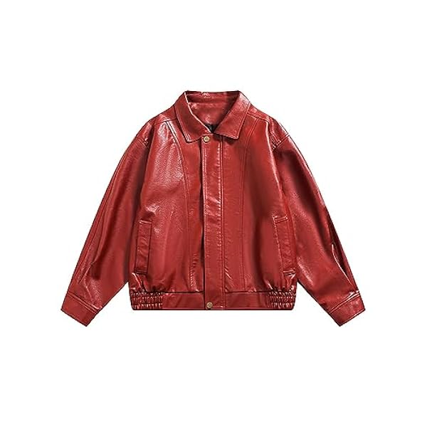 Adhdyuud Vrouwen Casual PU Lederen Jas Herfst Losse Motorfiets Turn-Down Kraag Vintage Jassen Jas