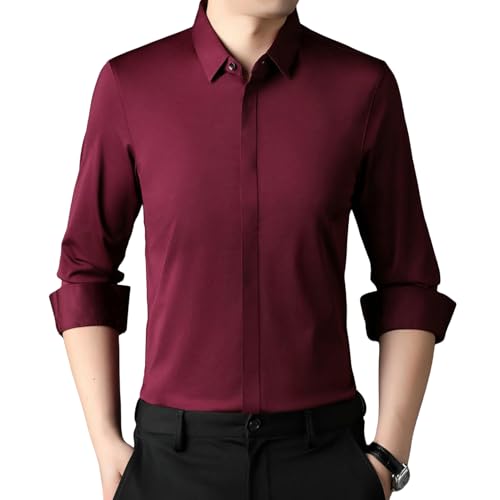 Chemise boutonnière dissimulée homme coupe ajustée haut de gamme