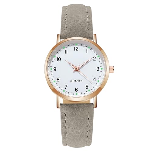 AOOSU Reloj Mujer, Reloj de Pulsera para Mujer AnalóGico de Cuarzo, con Numerales Árabes de Tiempo Fácil de Leer con Correa de Cuero Cepillado Adecuado para Salir,Trabajar,Fiesta-Gris