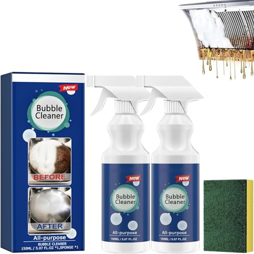 Spray limpiador enemigo de aceite, spray de limpieza profunda de cocina sin enjuague, removedor de grasa de cocina para manchas difíciles y mugre con esponja, asistente de limpieza de cocina (2