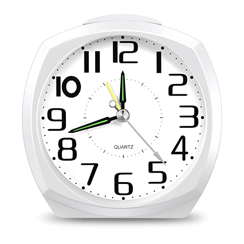 Amir Analog Alarm Clock Battery Operated, Newest Silent Non Ticking Small Clock, Desktop Alarm Clock With Snooze & Light, Ascending Beep Sounds, Travel Loud Alarm Clock For Heavy Sleepers, Bedroon #TOP14