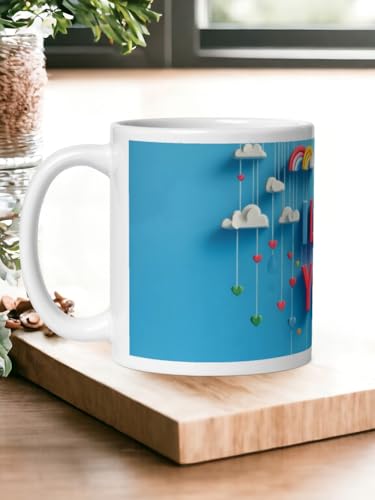 Image of Better Gift Flowers I Luv You Cloud Design Mug, Round Shaped Multicolor Themed Coffee Mugs, Mug for Gifting, Gifting Items for Family, Friends & Closed Ones
