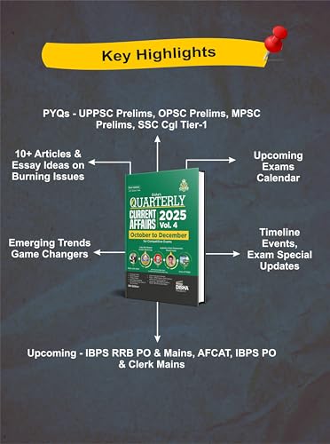 Image of Disha 2026 YEARLY Current Affairs Pack of 4 Quarterly Issues (January to December 2025) for Competitive Exams 8th Edn | Civil Services, UPSC, State PSC, SSC, Banking, Railway, CDS, NDA, CAPF & AFCAT