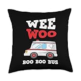 Ambulance Driver First Aid Wee Woo Boo Bus Funny Paramedic Throw Pillow