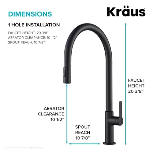 Image of KRAUS Oletto High-Arc Single Handle Pull-Down Kitchen Faucet in Matte Black, KPF-2821MB
