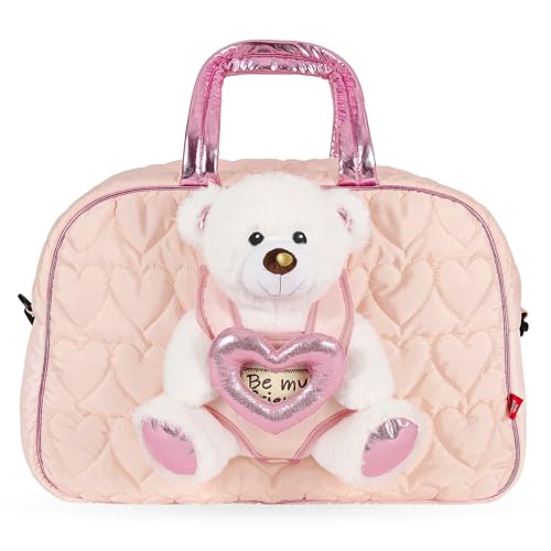 Bolsa de viaje deporte niña rosa con oso peluche Perletti de 27x41,5x21cm