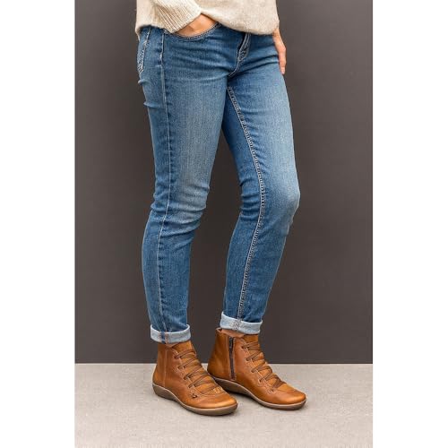 Ankle Boots for Women 2025, Vintage Casual Retro Short Booties with Arch Support, No Heel Lace-Up Side Zipper Flat Shoes, Comfortable Slip-On Leather Boots for Fall Spring Winter3