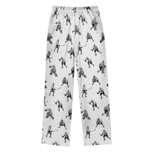 Hockey Player Goaltender Pattern Lounge Pajama Pants Soft PJ Bottoms for Sleepwear Ages 6-14 Years2