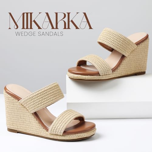 Image of mikarka Slip On Wedge Sandals for Women Open Toe Espadrilles Platform Slides Dressy High Heel Beach Summer Sandal Comfortable Wedges Shoe Mules
