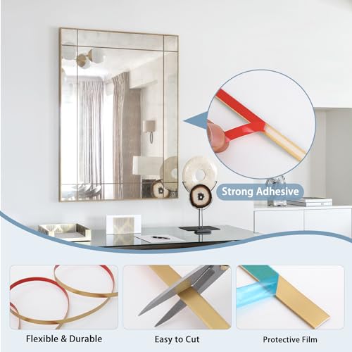 Matte Gold Peel and Stick Wall & Molding Trim, Flexible DIY Strip for Mirror, Floor, Cabinet, Ceiling, Tile Edge (16.4 ft x 0.4 inch) - Image 4