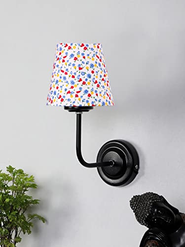 Image of Wall Sconce Wall Lamp (H-10 Inches, Multi Floral) for Living Room /Bedroom, Hall, Study, Kids Room, Home Office & Balcony Decor | Black Metal Finish, Modern Indoor Wall Night Ambient Lighting