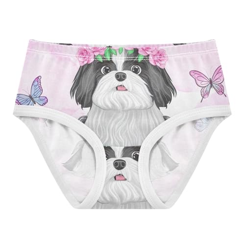 Girls Underwear Toddlers 2t Cotton Little Girl Panties Pattern Briefs Kids Undies Cute Cartoon Shih Tzu Dogs Pink
