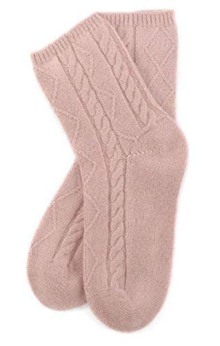 Image of Karen Thomas 100% Cashmere Women's Sleep Socks, 3-Ply Soft Cozy Cable Knit, Luxury Bed Socks for Warmth, Comfort & Lounging