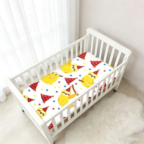 Drap de berceau en coton de qualité supérieure motif paresseux - 7