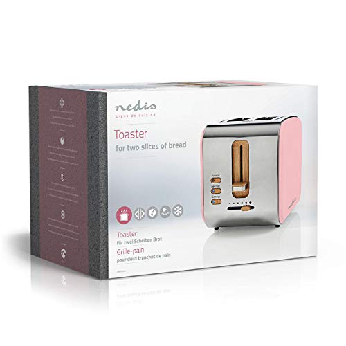 Nedis-Tostadora-2-Ranuras-Anchas-Suave-al-Tacto-Rosa