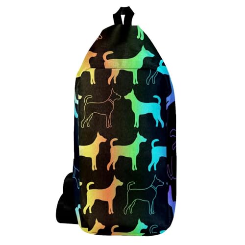 Sac à dos à bandoulière motif silhouette de chien multicolore 16x36cm