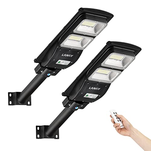LANGY 2 Pack Solar Street Lights Outdoor...