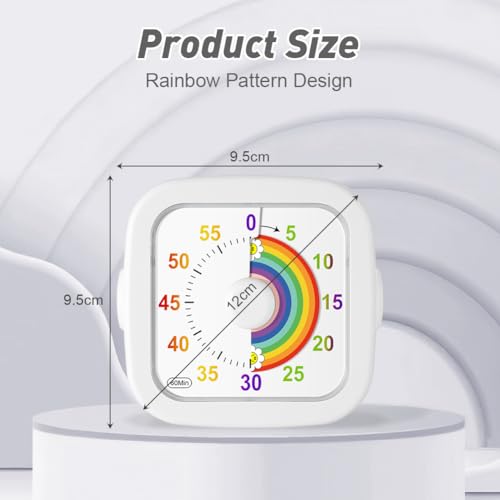 Miniatura 2 de Hotut Temporizador Visual,60 Minutos Temporizador De Cuenta Regresiva,Herramienta De Gestión Del Tiempo Para Niños Y Adultos,Con Estuche De Protección Para Aaula,Cocina,Arcoíris