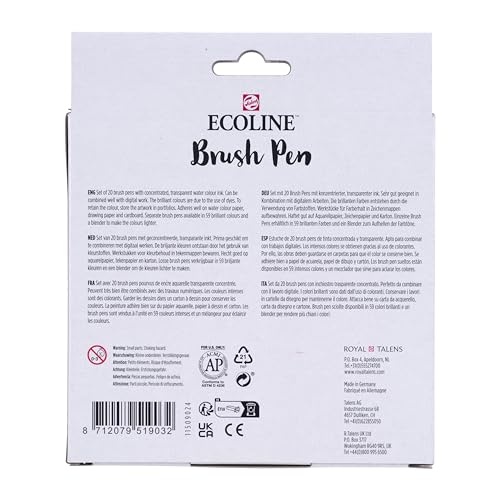 Marqueurs à dégrader Ecoline Brush Pen : set de 20 feutres de base aquarellables - 5