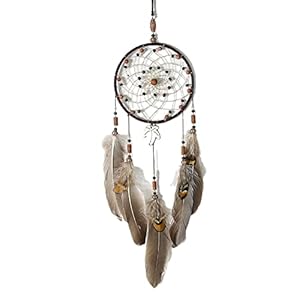 Dream Catchers Wall Decor, Pure Hand-Woven Dream Catcher Brown Feather Dream Catchers for Boys Girls Bedroom Decoration, Wedding Blessing Gift 25.6″ Length (Brown)