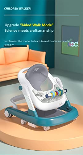 StarAndDaisyTiny-Steps-Baby-Walker-2-in-1-Infant-Baby-Activity-Walker-Seated-or-Walk-Behind-Blue-Without-Floor-mat