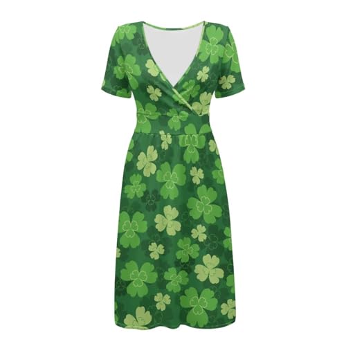 Image of Women's Summer Formal Dresses Short Sleeve Wrap V Neck Dresses Bridesmaid Wedding Guest Dress with Pockets