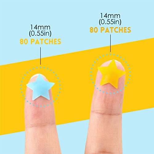 BAGLAK Patch de espinha em forma de estrela - 160 adesivos - amarelo e azul, pontos hidrocoloides -