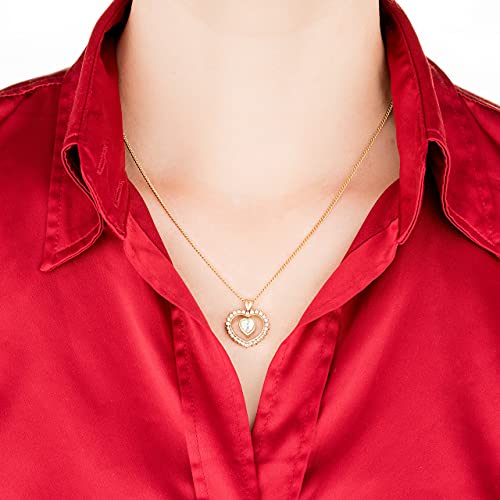Lifetime Jewelry Heart Necklace for Women [ Cubic Zirconia Dangle Pendant with 18 Inch Chain ] with up to 20X More 24k Plating Than Other Pendant Necklaces - Free Lifetime Replacement