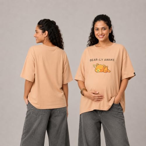 Image of The Mom Store Mom T-Shirt | Cotton | Pre and Post Pregnancy | Quirky Statements | Comfortable | Oversized