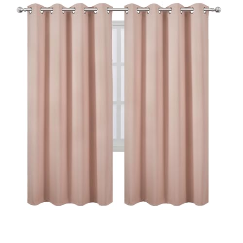 Image of LEMOMO Blackout Curtains 66 x 72 Inch Long Blush Curtains Set of 2 Panels Room Darkening Curtains for Bedroom and Living Room