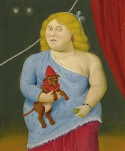 Affiche Fernando Botero Femme de Cirque avec Chien peinture sur toile 60x80cm