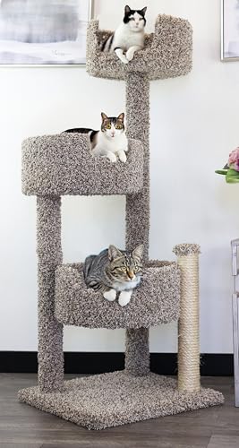 New Cat Condos Real Wood and Carpeted Cat Tree Speckled