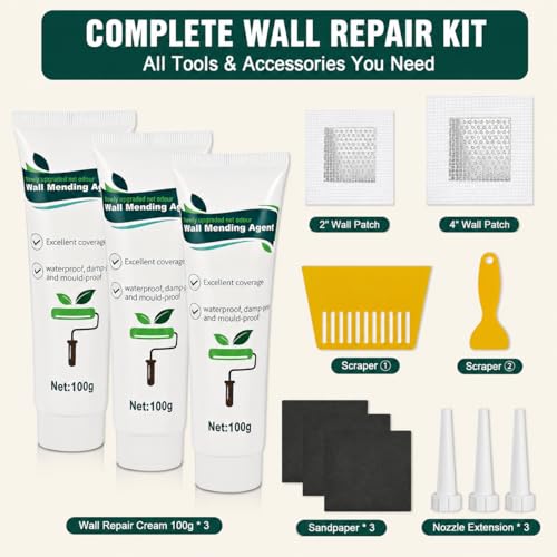 Miniatura 2 de Cieex Masilla Pared Listo Para Usar Crema De Reparación De Pared Secado Rápido - Blanco 3 X 100g - Masilla Para Pared Y Pladur Repara Agujeros Y Grietas