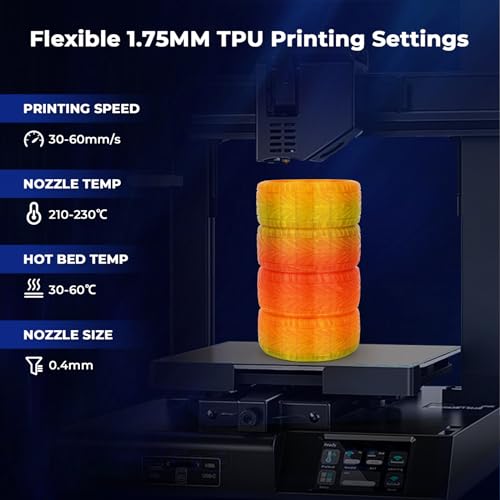 Image of AMOLEN TPU 3D Printer Filament Bundle, Transparent Multicolor Rainbow TPU 1.75mm, Color Change Flexible Soft TPU 3D Printing Filament Supports High Speed, 200gX4 Spools