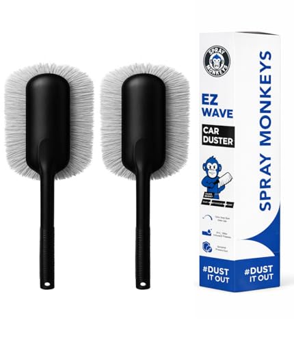 Image of EZ Wave Car Duster with Ceramic Wax Infused Scratch-Free Cleaning | Easy Grip Handle | Premium Car Cleaning Tool | Effortless Dust Removal for Car & Bike (2 Pack)