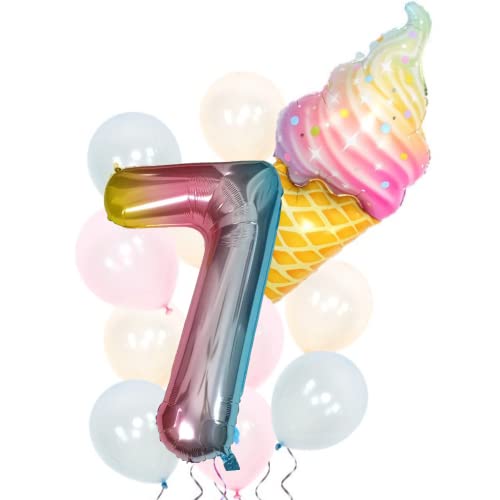 DIWULI Palloncini Compleanno 7 Anni - Set Gelato Decorazione