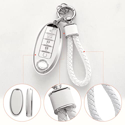 YO&YOYE for Nissan Key Fob Cover with Keychain, Soft TPU Key Case Protection Fit for Altima Rogue Sentra Pathfinder Frontier Maxima Titan Murano Kicks Juke Versa Armada GTR 5 Buttons — view 4