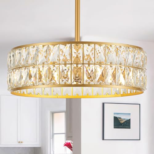 Luminaire doré de luxe en cristal de 40cm pour salle à manger raffinée