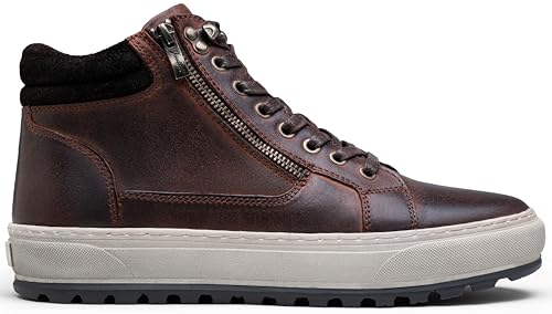 Image of Jousen Mens Casual Shoes Premium Leather Side Zipper High Top Boots Fashion Sneakers for Men