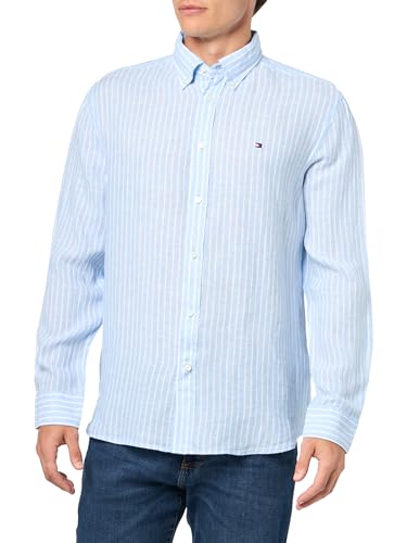 Image of Tommy Hilfiger Men's Long Sleeve Casual Linen Button Down Shirts in Regular Fit