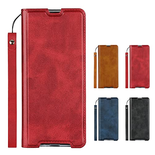 Elick Xperia 5 II SO-52A SOG02 ケース 手帳型 超薄型 軽量 Xperia 5 II ケース 手帳型 高級PUレザー マグネット式 ストラップ付き カード収納 スタンド機能 ソニー エクスペリア 5 II SO-52A SOG02 ケース カバー スマホケース ワインレッド