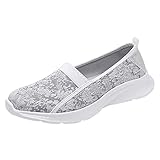 Leisure Women's Slip On Travel Soft Sole Comfortable Shoes Outdoor Mesh Runing Fashion Sports Breathable Mens Size 14 (White, 9)