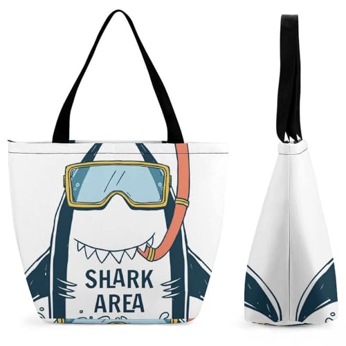 Sac à bandoulière plongée avec les requins grand sac de voyage et shopping femme